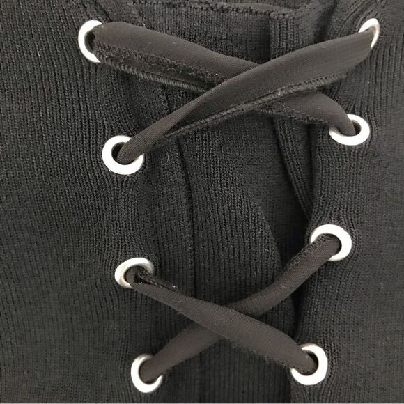 Cable & Gage Black Lace Up Stretch Knit Top - Picture 7 of 13